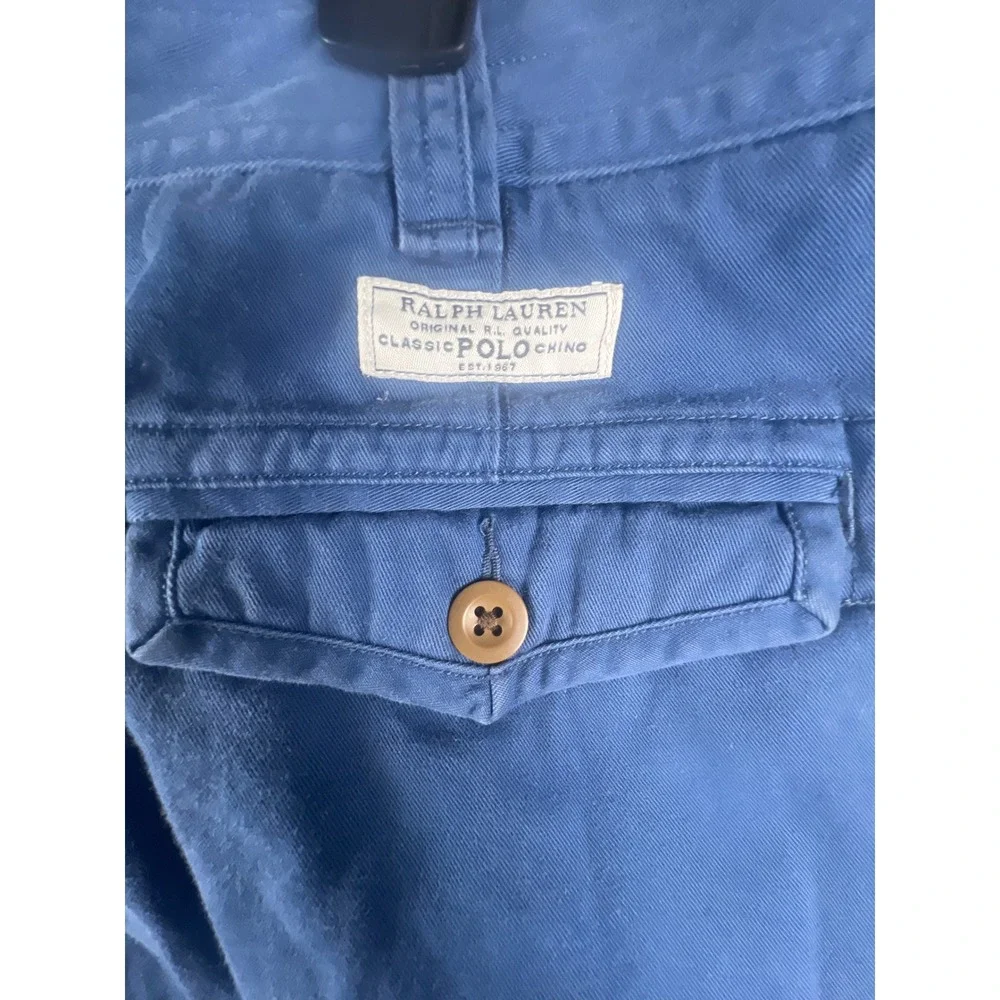 Polo Ralph Lauren Mens Blue Cargo Shorts Classic Polo Chino Size 34 Twill Cotton